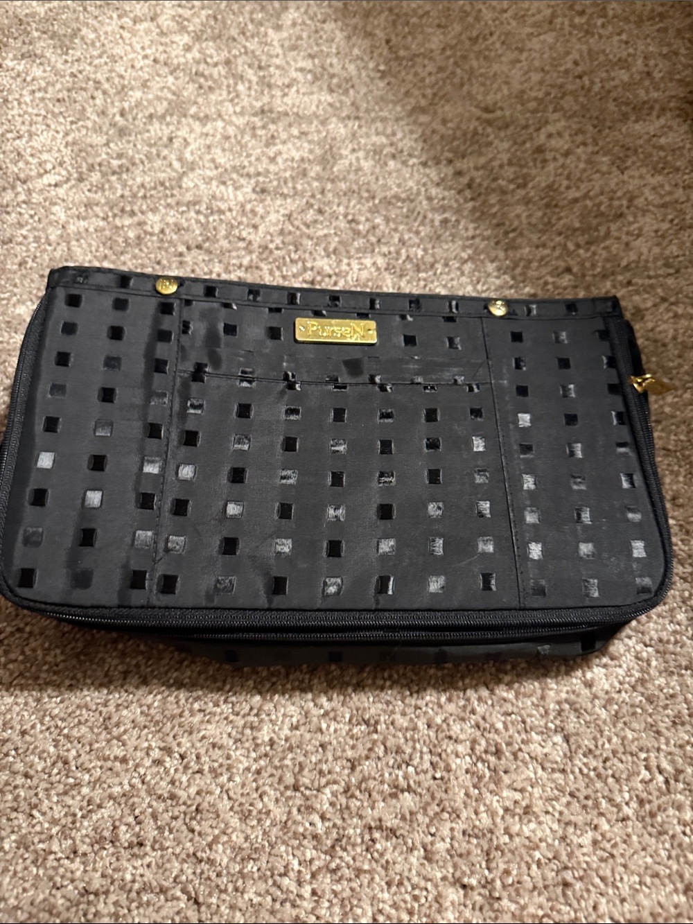 PurseN Black women tote Organizer Pouch - Gold Accent